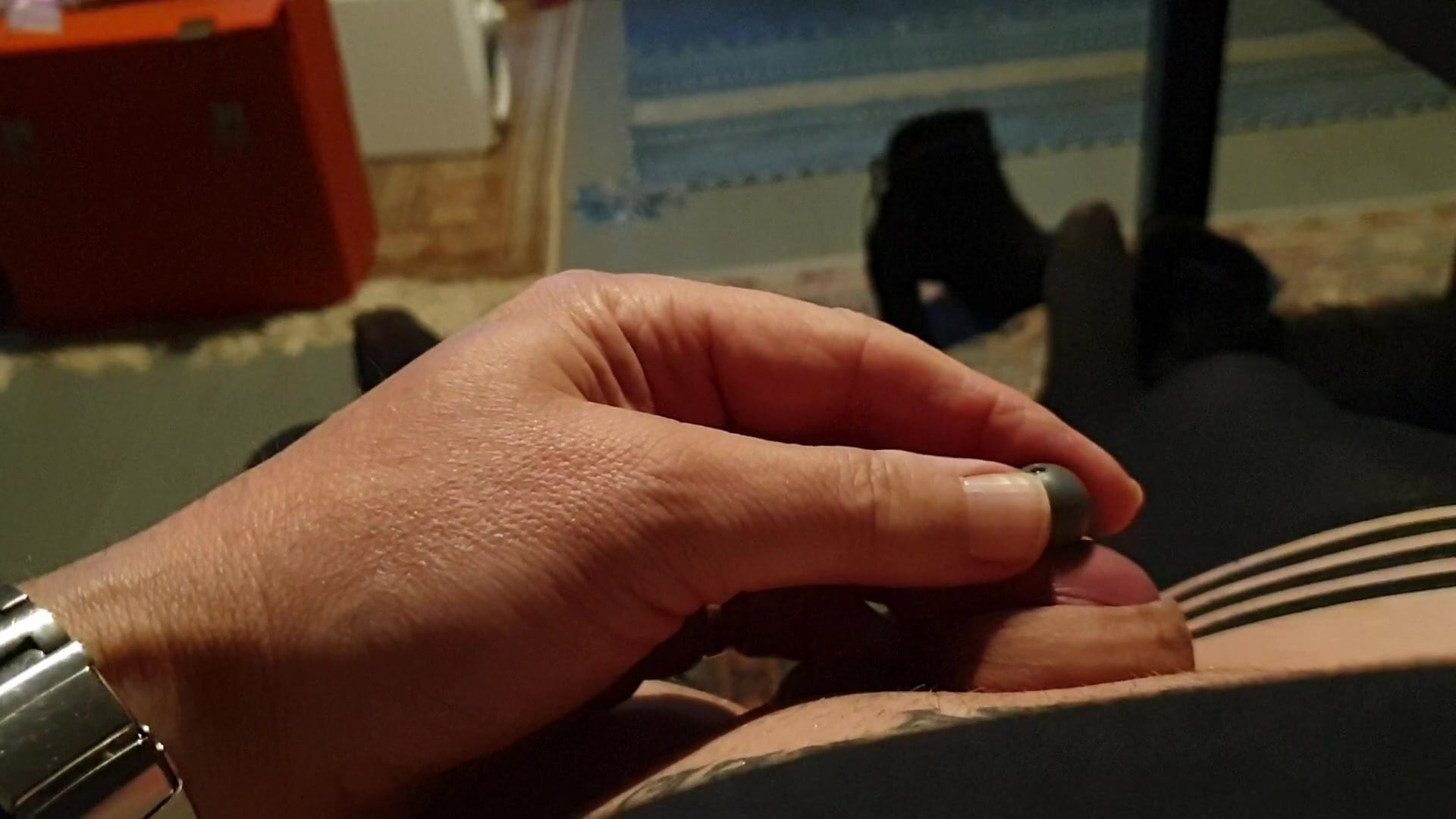 Sounding my tiny sissy cock with a rubber penis plug