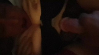 Client jerks sissys little cock to self facial